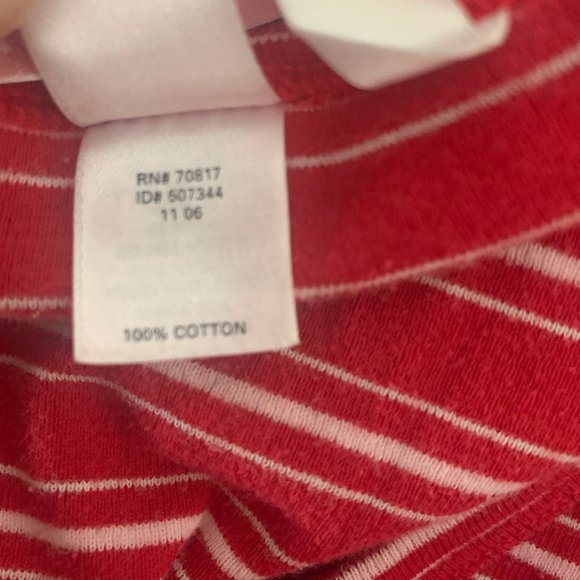 VICTORIA'S SECRET LONG SLEEVE RED/WHITE STRIPE V-NECK T-SHIRT NIGHTGOWN SMALL - Picture 4 of 6